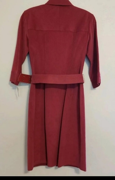 TALBOTS Shirt Dress Corduroy Cotton Red Carmine Size 2 Petites - Picture 4 of 7